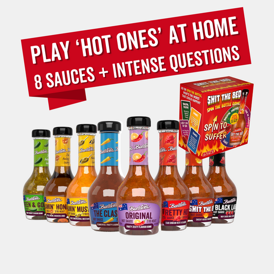 The Perfect 'Hot Ones At Home' Kit: 8 Fiery Sauces With Hilarious Questions And Dares