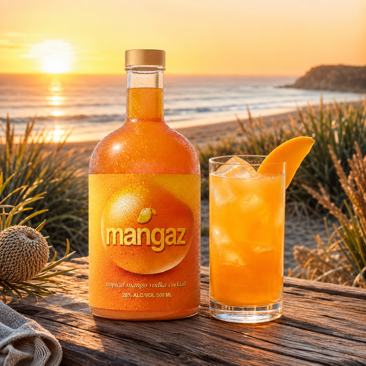 500ml bottle of Mangaz mango vanilla lime flavoured vodka