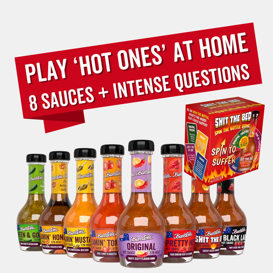 The Perfect 'Hot Ones At Home' Kit: 8 Fiery Sauces With Hilarious Questions And Dares