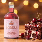 Bunsters Bomba vodka in a cherry and chocolate dessert scene