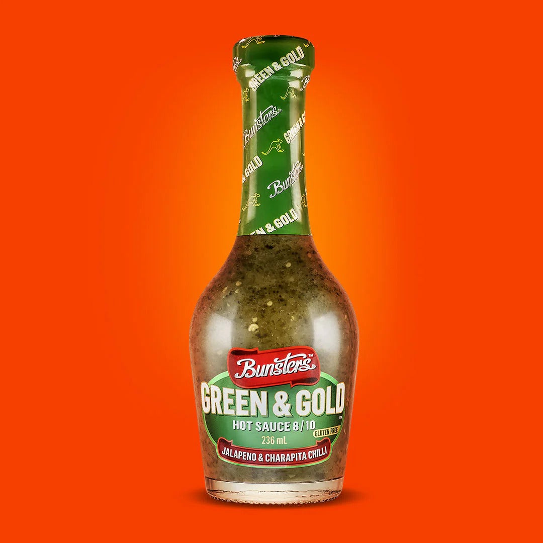 4 Pack of Green and Gold Hot Sauce (each bottle $4)